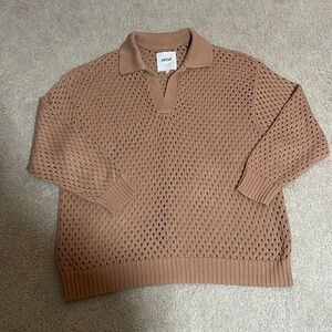 Aerie Open Knit Polo Sweater